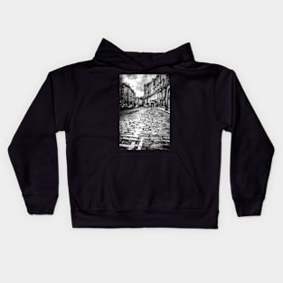 Grassmarket Edinburgh, Scotland Black And White Kids Hoodie